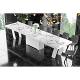 Maxima House Dining Set ALETA 11 pcs. modern glossy Dining Table with 4 self-starting leaves plus 10 chairs - HU0081K-332GR