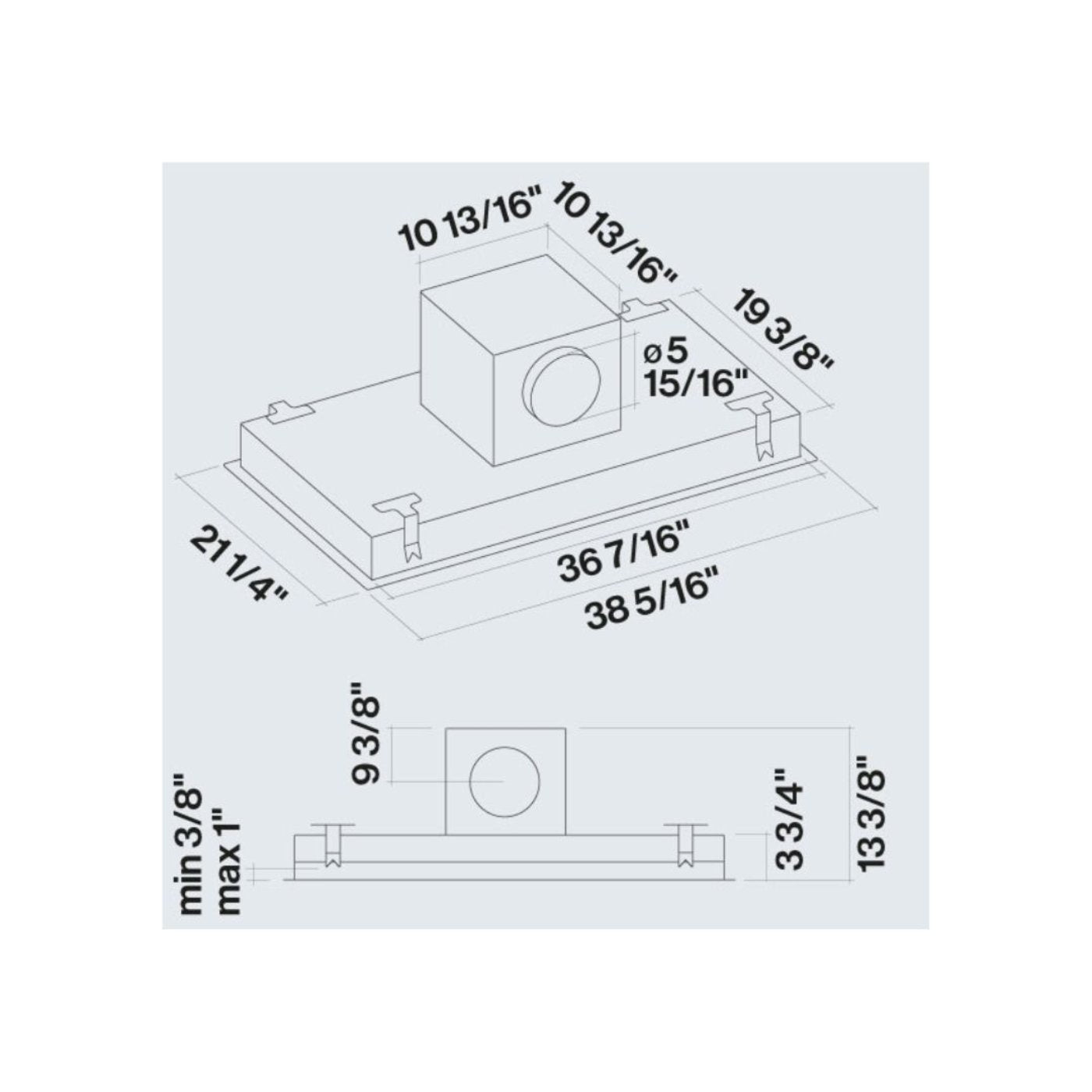 Falmec Nuvola 36 In. 600 Cfm Flush Ceiling Mount Range Hood - Motor Required - Fdnuv36c6ss-R1