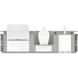 Hestan 12-Foot Outdoor Living Suite with Stainless Countertop, Bar, Kamado Grill and Beer Dispenser Cutout and Bellybar with Foot Rail - GESDBK12