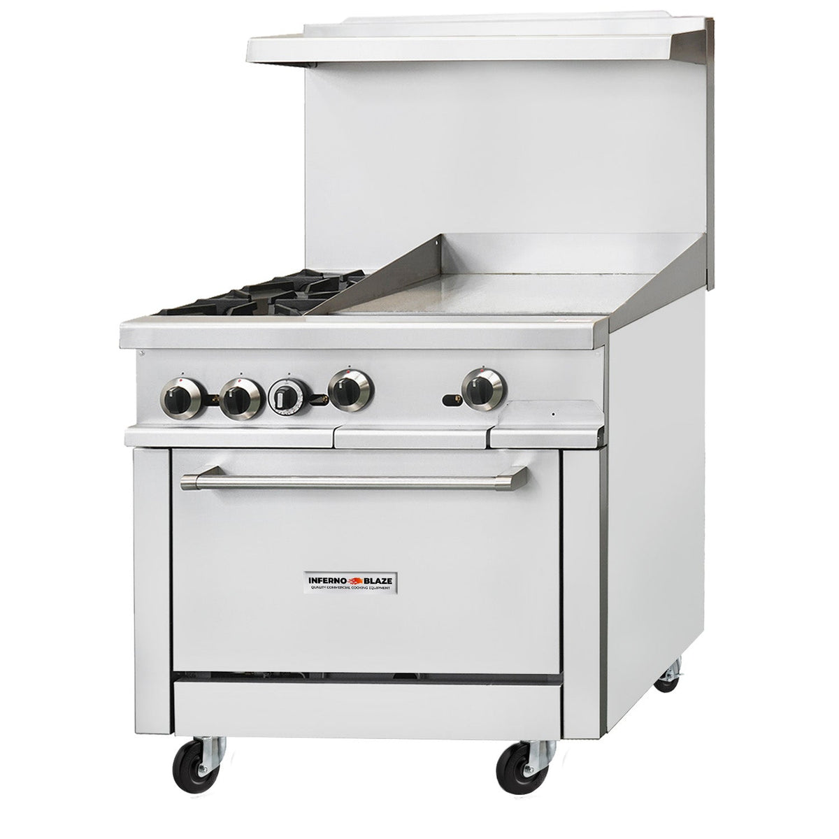 Inferno Blaze IB-GR-3624G 36” Wide, 2 Gas Range With Griddle, 24” Wide Manual, 1 Oven - IB-GR-3624G