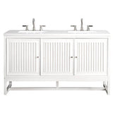 James Martin Vanities Athens Collection 60 in. Double Vanity in Glossy White with Solid Surface Countertop Options - E645-V60D-GW-3AF