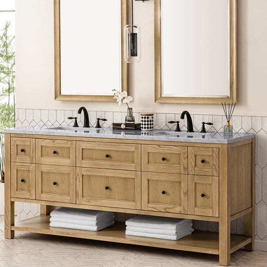 James Martin Vanities Breckenridge Collection 72 in. Double Vanity in Light Natural Oak with Countertop Options - 330-V72-LNO-3AF