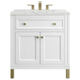 James Martin Vanities Chicago Collection 30 in. Single Vanity in Glossy White with Countertop Options - 305-V30-GW-3AF