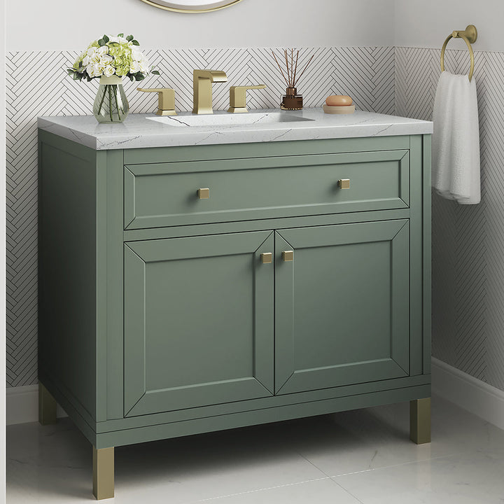 James Martin Vanities Chicago Collection 36 in. Single Vanity in Smokey Celadon with Countertop Options - 305-V36-SC-3AF