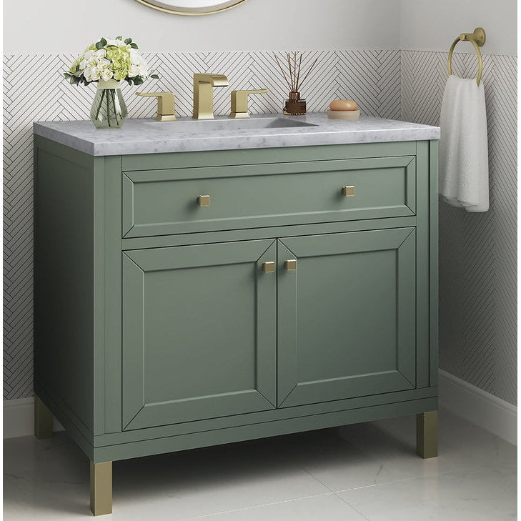 James Martin Vanities Chicago Collection 36 in. Single Vanity in Smokey Celadon with Countertop Options - 305-V36-SC-3AF