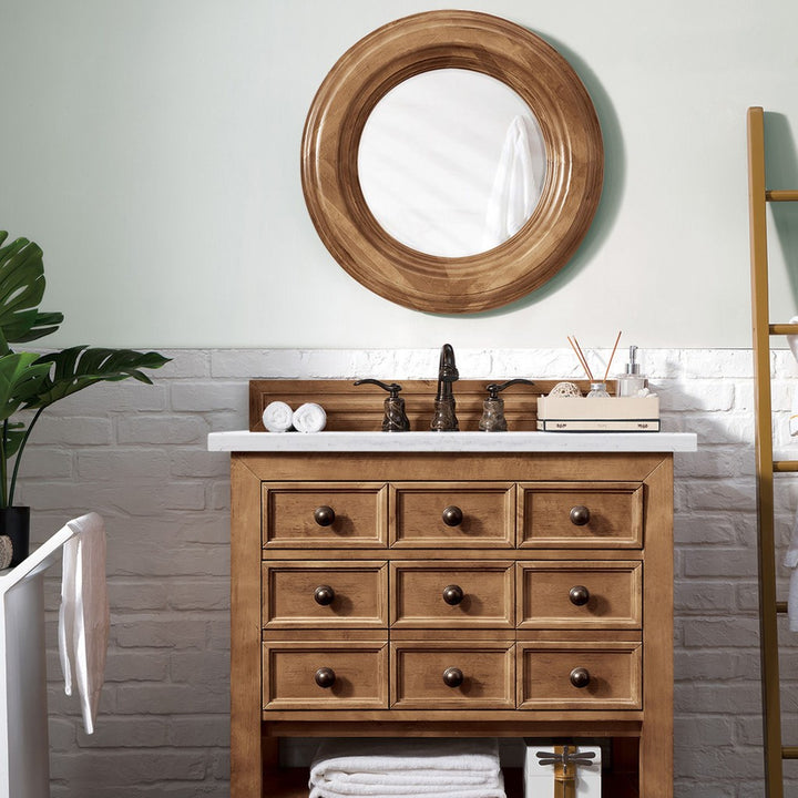 James Martin Vanities Malibu Collection 36 in. Single Vanity in Honey Alder with Countertop Options - 500-V36-HON-3AF