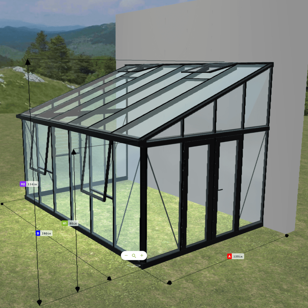 Janssens | Arcadia Lean-To Glass Greenhouse/Sunroom with 4mm Tempered Glass Glazing