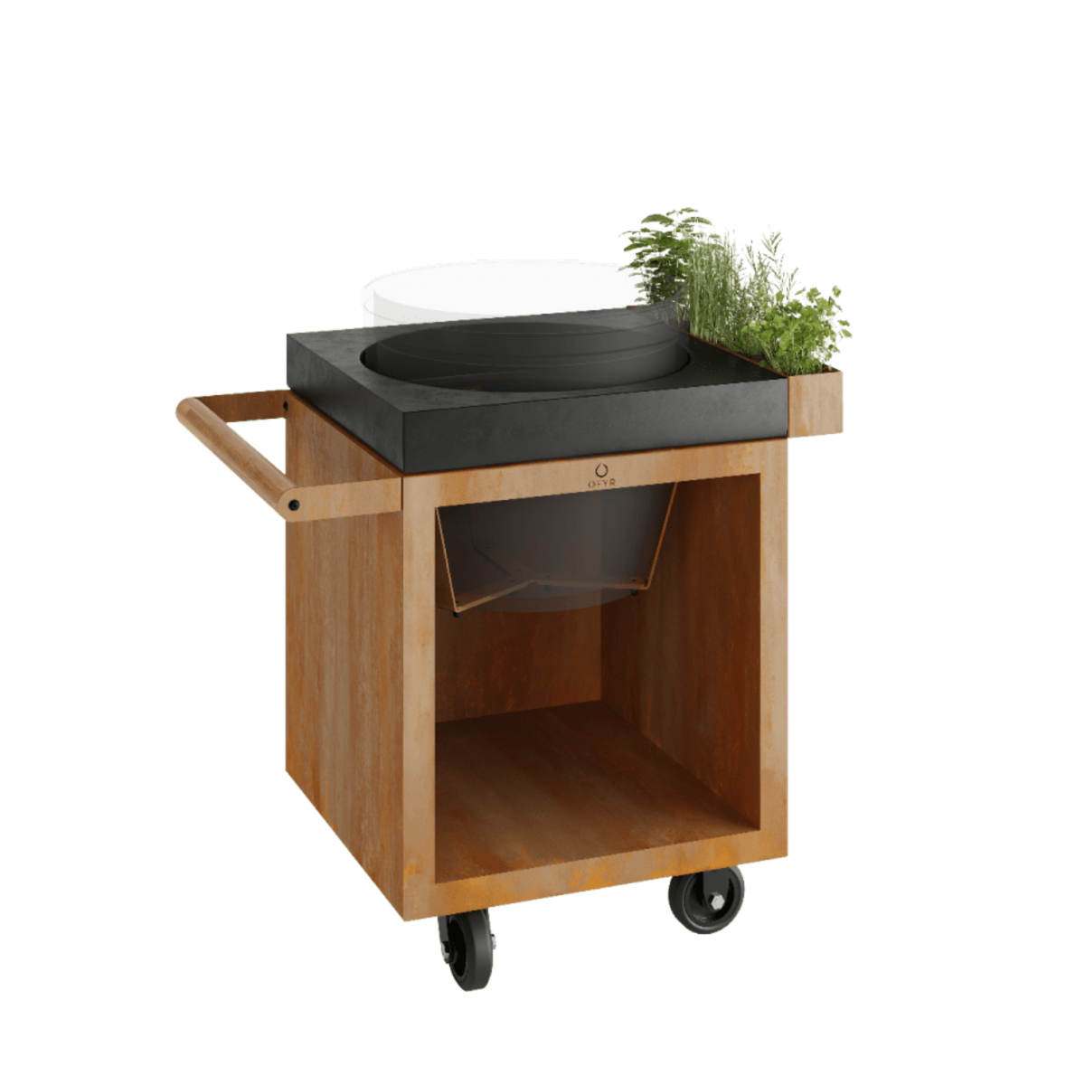 OFYR Kamado Table Corten 65 PRO Concrete BGE - O-K-T-65-PRO-CC-BGE
