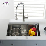 Kibi 28" x19" x 10" Single Bowl Undermount Workstation Sink In Satin Finish - K1-S28T