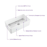 Kibi 30" x 18" x 10" Pure Series Undermount Single Bowl Fireclay Kitchen Sink In Glossy White - K2-SF30