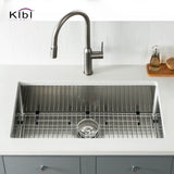 Kibi 32 3/4" x 19" x 10" Handcrafted Undermount Single Bowl Stainless Steel Kitchen Sink With Satin Finish - K1-S33