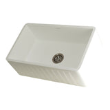 Kingston Brass Solid Surface Matte Stone Apron Front Farmhouse Single Bowl Kitchen Sink, Matte White - GKFA301810CD