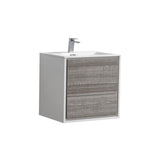 KubeBath 24 in. De Lusso Wall Mount Modern Bathroom Vanity With Color Options - DL24-GW