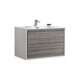 KubeBath 36 in. De Lusso Wall Mount Modern Bathroom Vanity With Color Options - DL36-GW