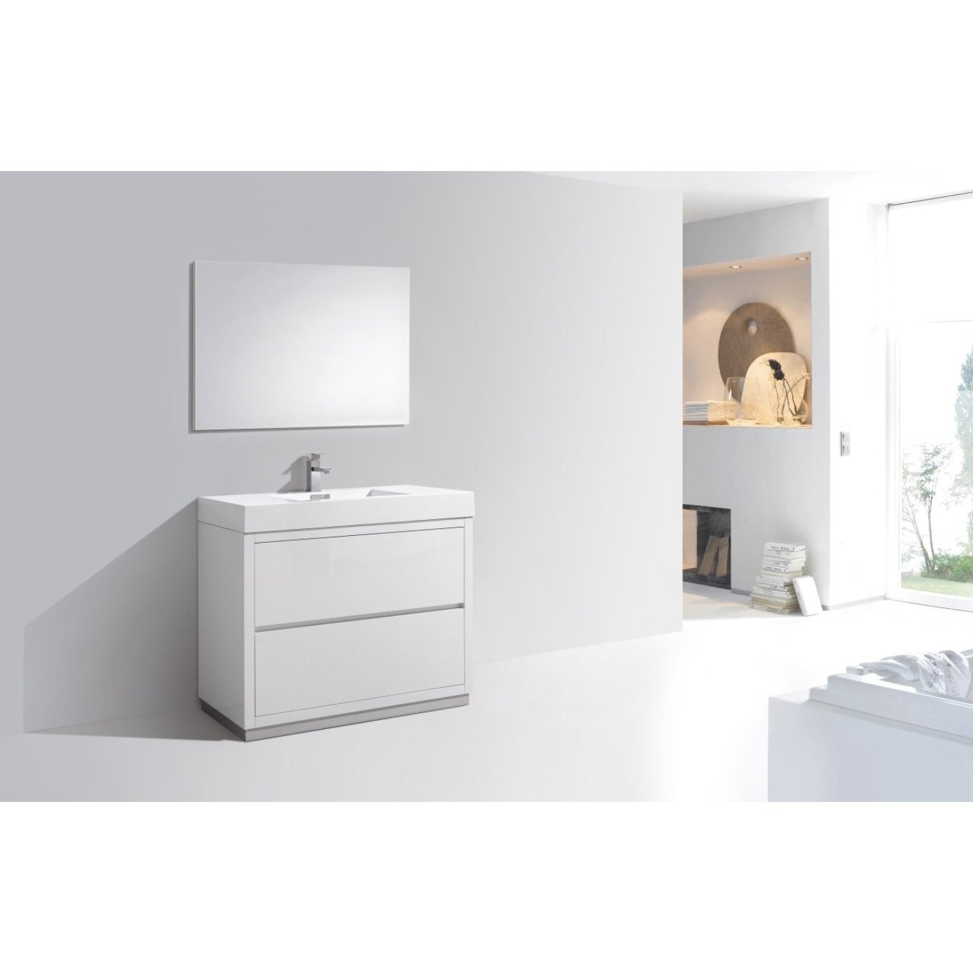 KubeBath Bliss 40 in. Free Standing Single Sink Modern Bathroom Vanity - FMB40-BK