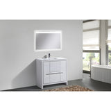 KubeBath Dolce 36 in. Single Sink Modern Bathroom Vanity with White Quartz Counter-Top - AD636GW