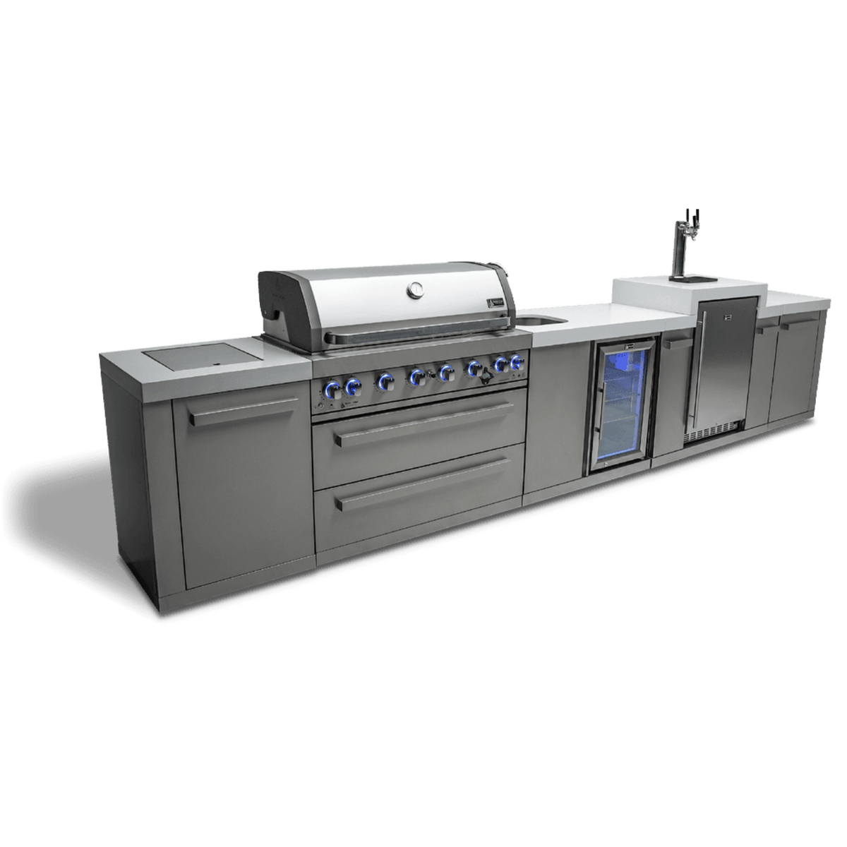 Mont Alpi 6-Burner Island With a Kegerator and a Beverage Center - MAi805-KEGBEV