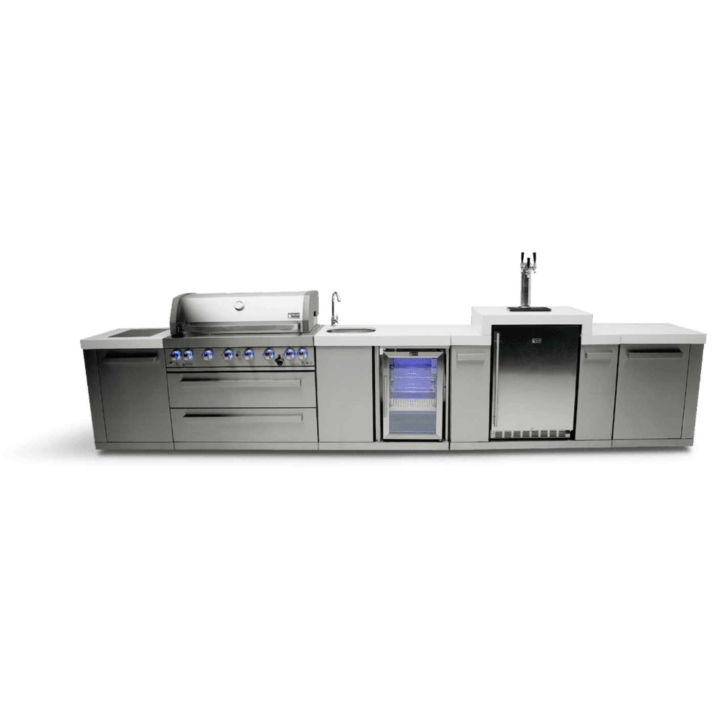 Mont Alpi 6-Burner Island With a Kegerator and a Beverage Center - MAi805-KEGBEV