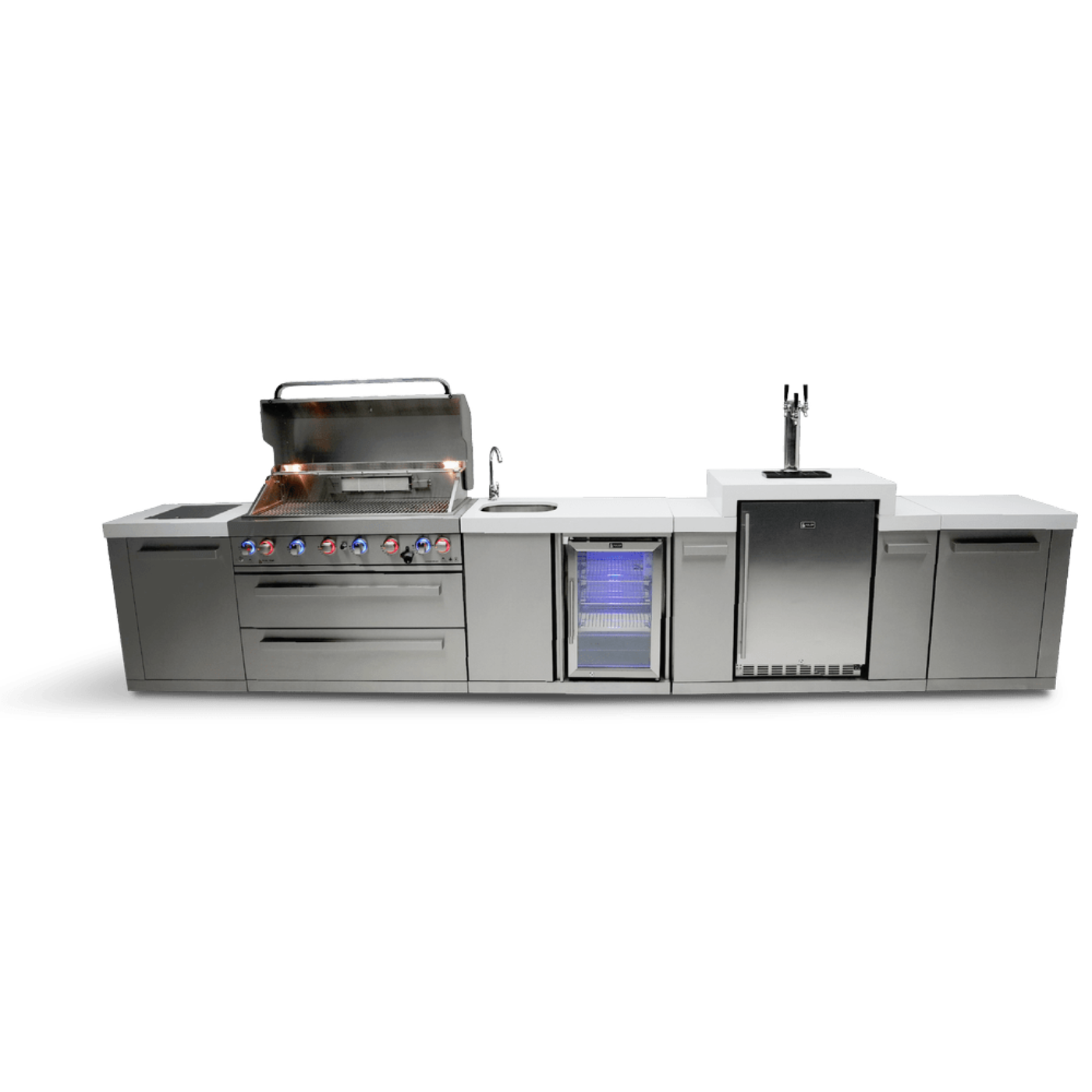 Mont Alpi 6-Burner Island With a Kegerator and a Beverage Center - MAi805-KEGBEV