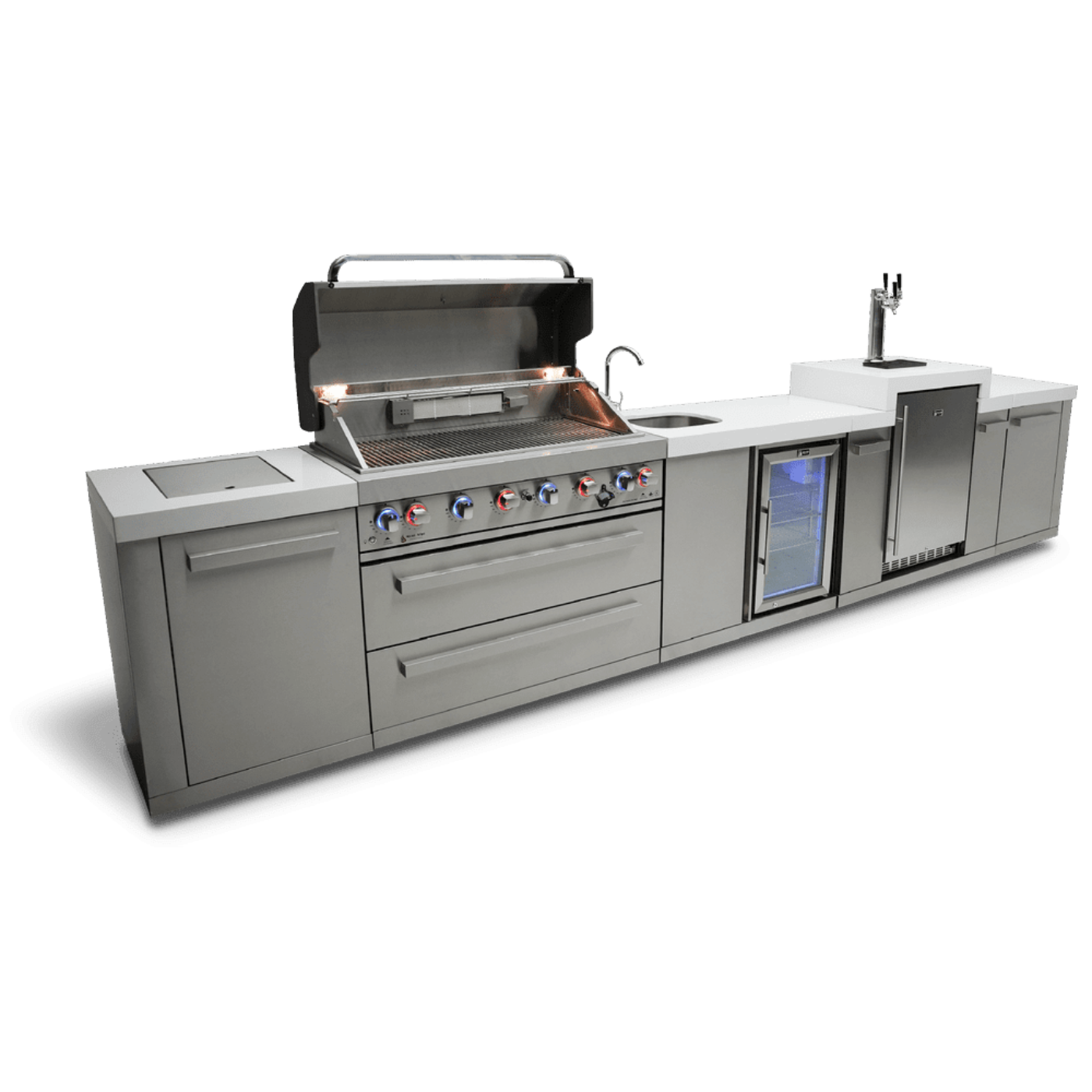 Mont Alpi 6-Burner Island With a Kegerator and a Beverage Center - MAi805-KEGBEV