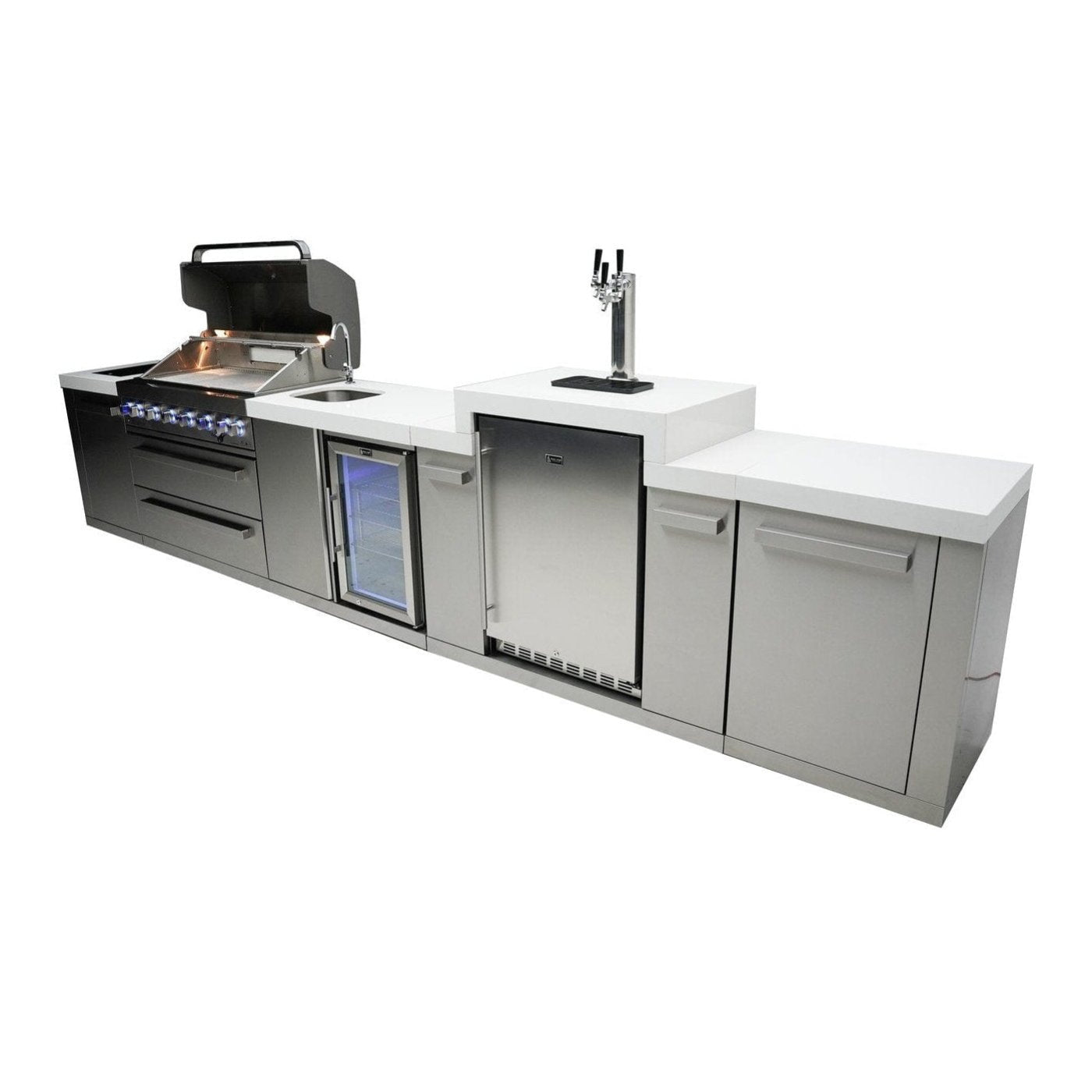 Mont Alpi 6-Burner Island With a Kegerator and a Beverage Center - MAi805-KEGBEV