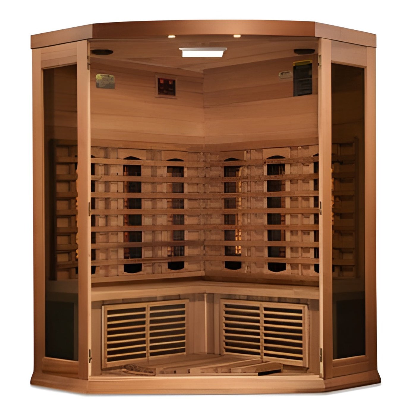 Maxxus 3-Person Corner Full Spectrum Near Zero EMF Under 2MG Infrared Sauna Red Cedar - MX‐M356‐01‐FS CED