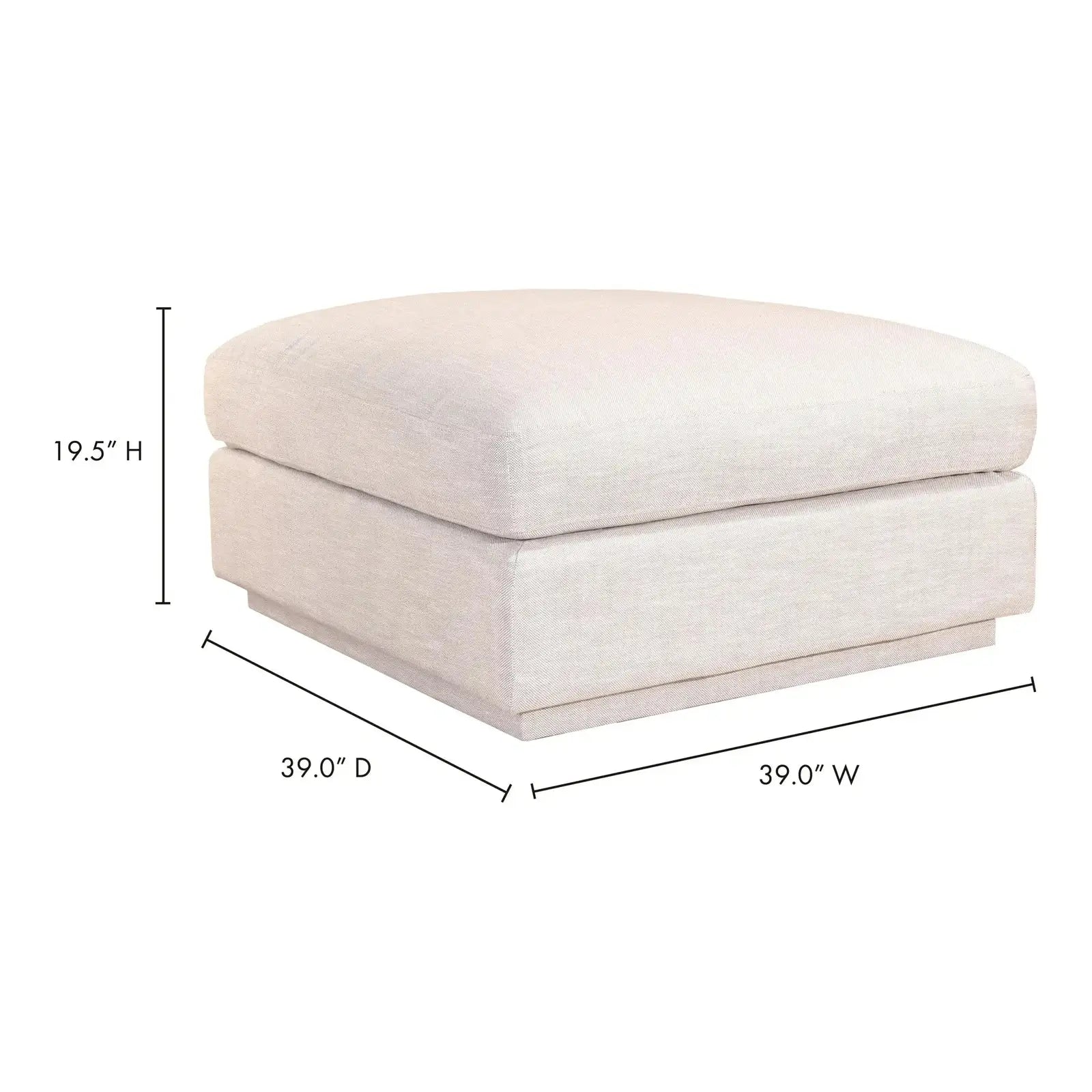 Moe's Home Collection Justin Living Ottoman in Taupe RN-1101-39