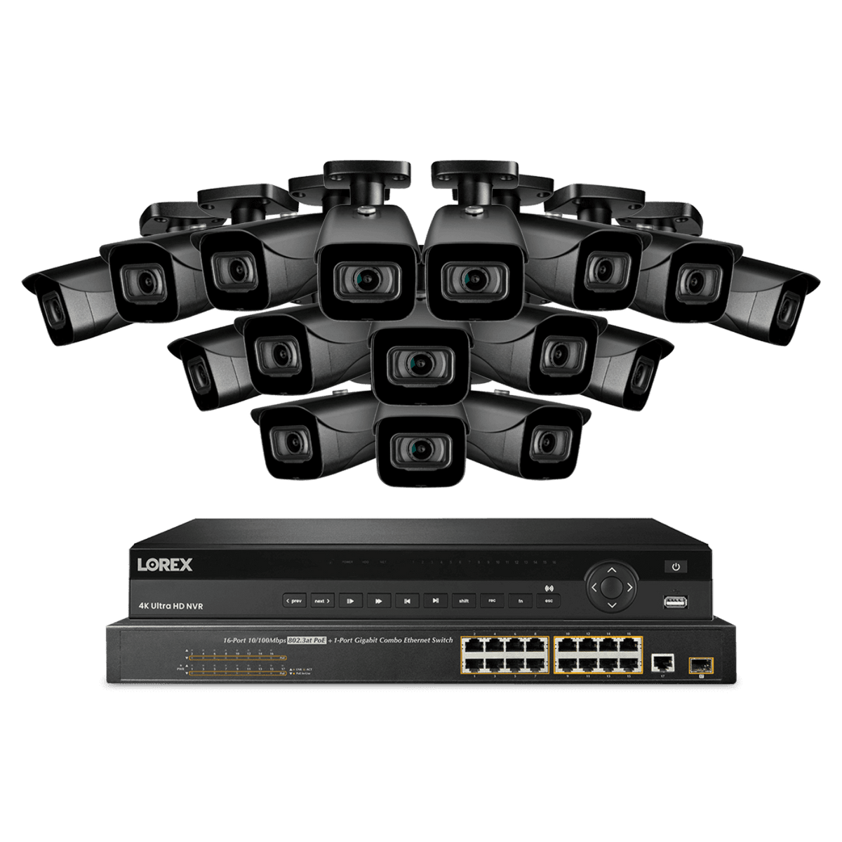 Lorex 32-Channel NVR System with Sixteen 4K 8MP IP Cameras Security Surveillance System New NC4K8-3216BB