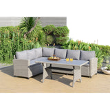 Midtown Concept Vinh 3 Piece Wicker Sectional Seating Set - Gray with Cushions - VINH3PC