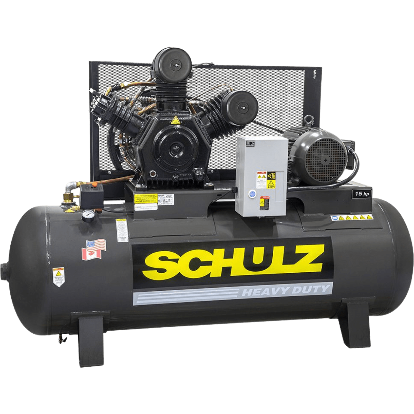Schulz Premium Series Air Compressor 15 HP 120 gal. 2-Stage 208-230V 3-Phase Horizontal New - P15120HW60X-3