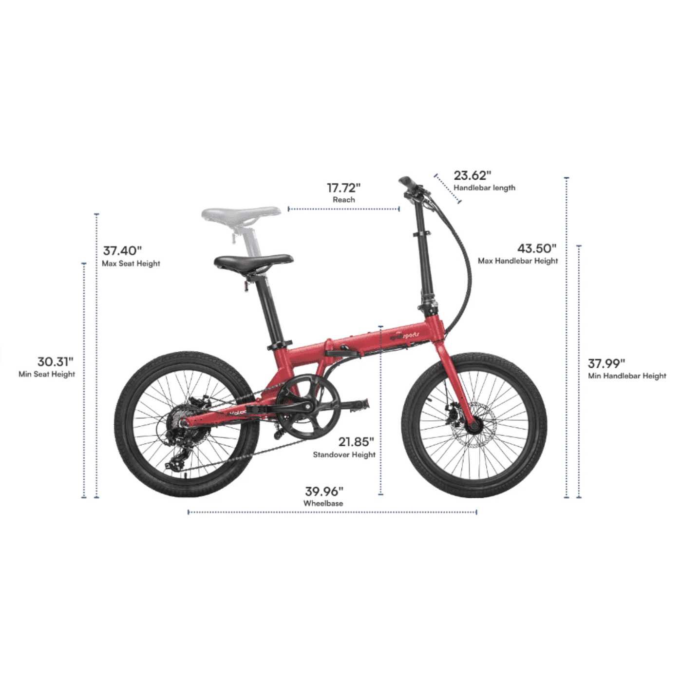Qualisports VOLADOR 20" 350W 36V 7 Speed Compact Folding Electric Bike