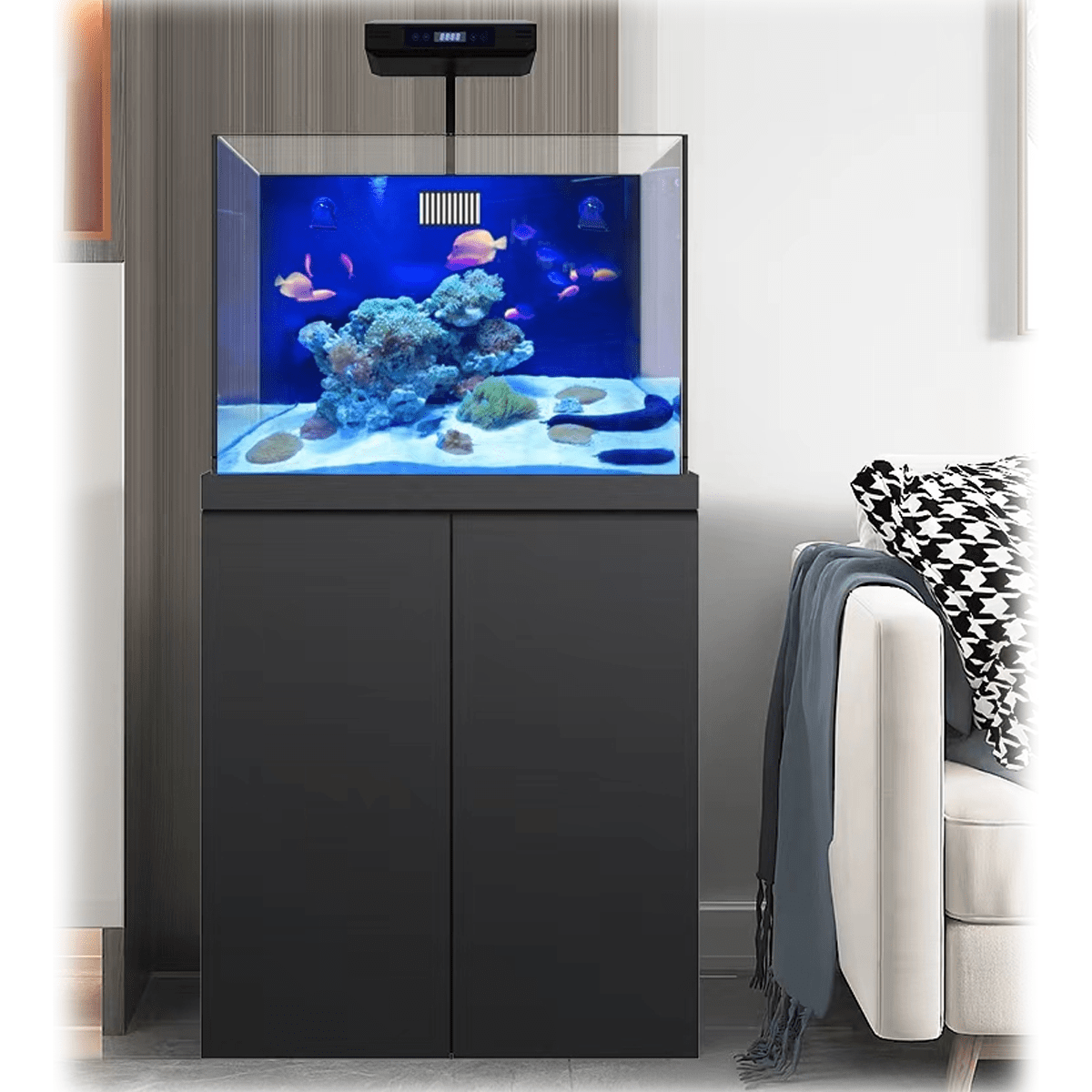 CORAL REEF AQUARIUM 50 GALLON TEMPERED GLASS FISH TANK COMPLETE SET-REEF-860-ABK