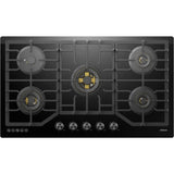 ROBAM 36-Inch 5-Burner Gas Cooktop with Brass Burners in Black - ZG9500B
