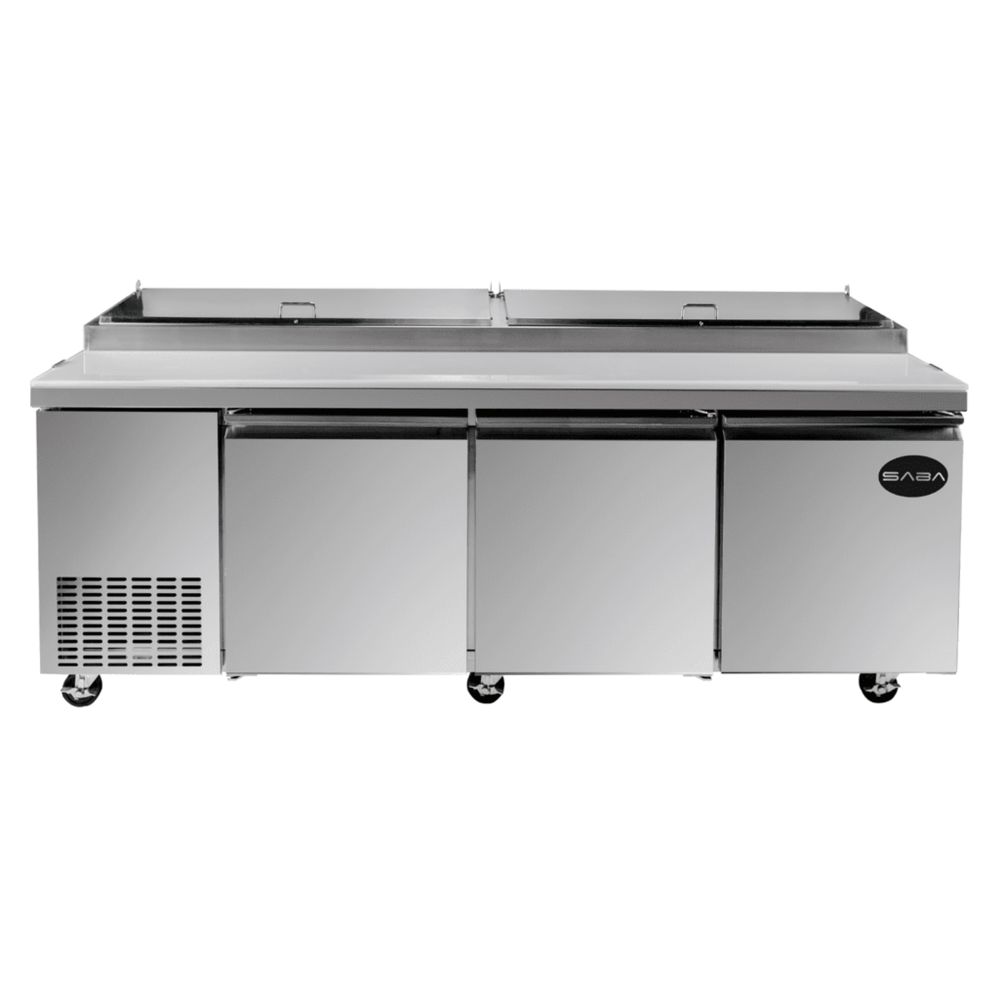 SABA c - 91" Three Door Commercial Pizza Prep Table with 12 Pans - c - 91
