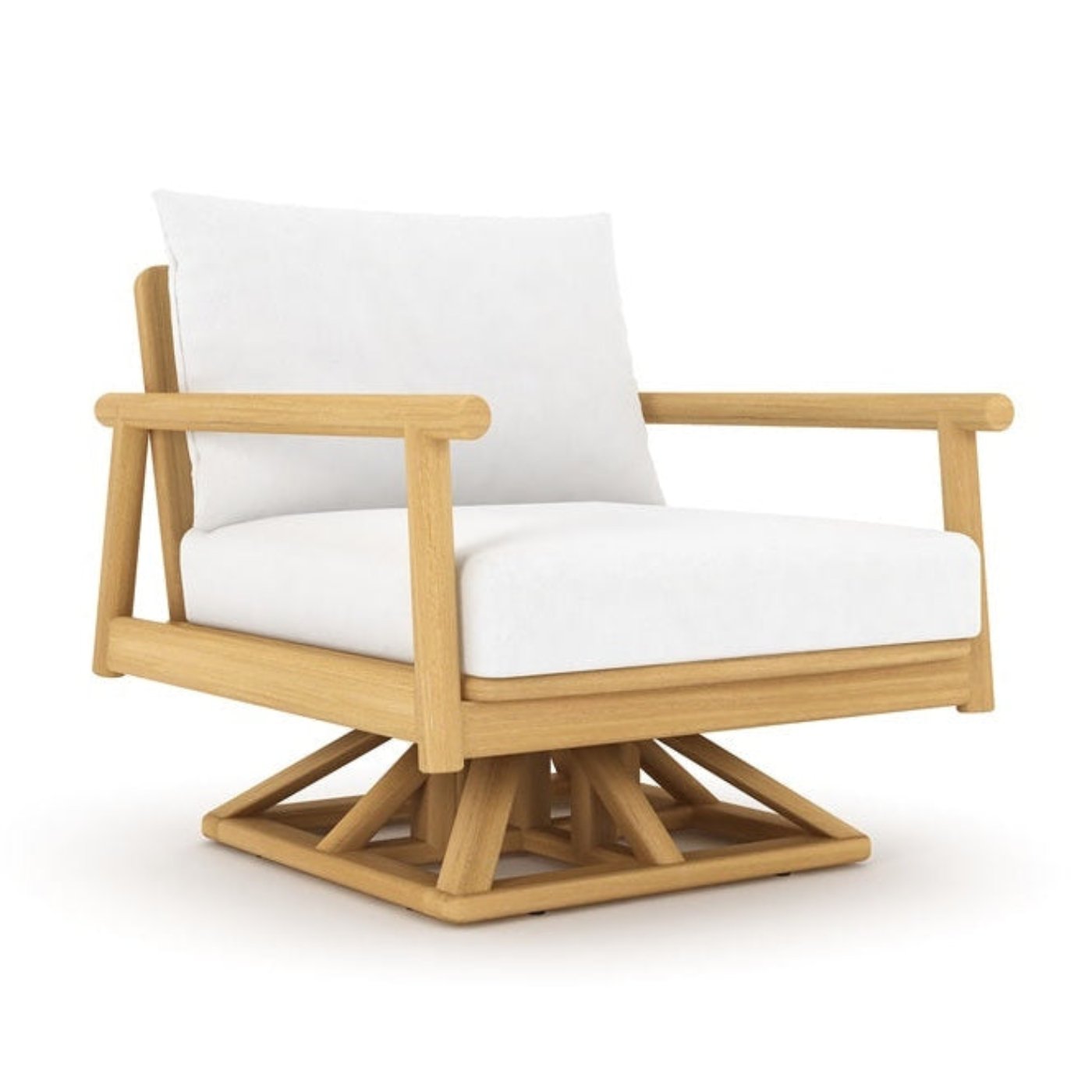 Royal Teak Collection Seville Swivel Chair with White Cushions - SEVSW-W