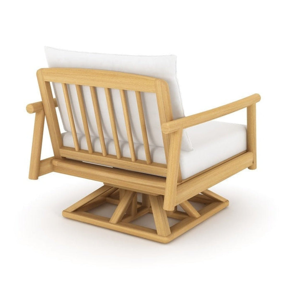 Royal Teak Collection Seville Swivel Chair with White Cushions - SEVSW-W