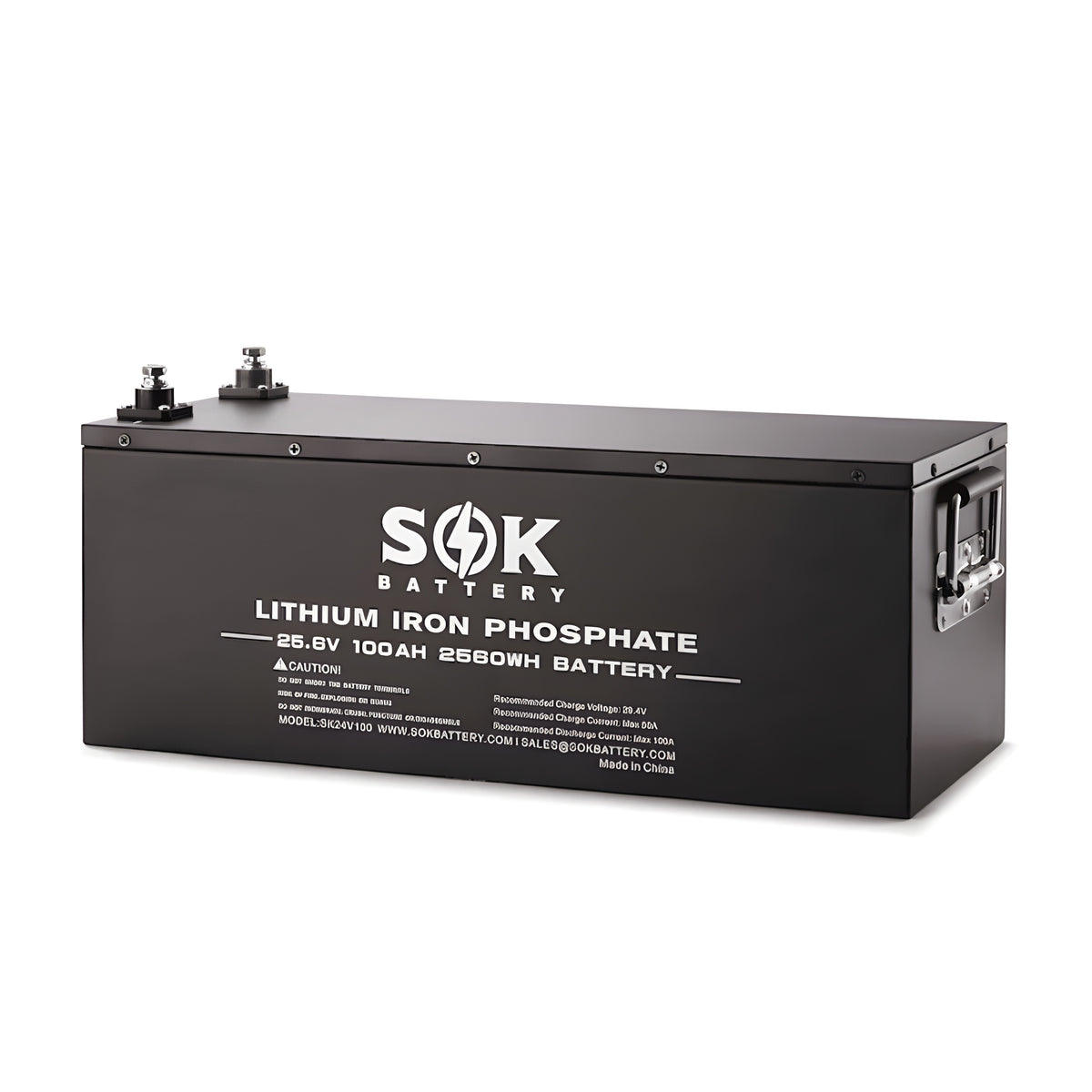 SOK Battery 24V 100Ah LiFePO4 Battery | 2,560wH / 2.56kWh Lithium Solar Battery
