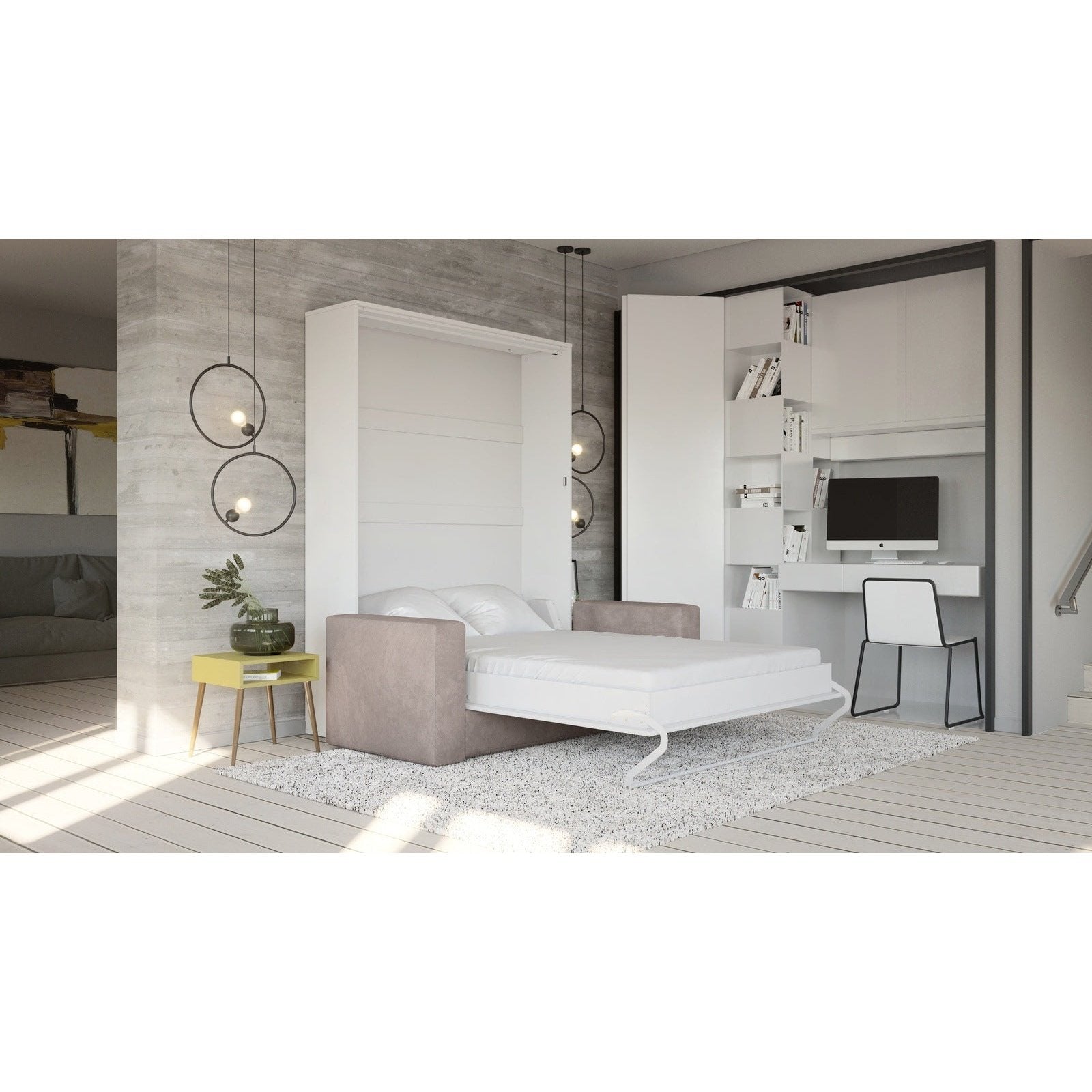 Maxima House Murphy bed European Full XL Vertical with Sofa Invento.  IN001W-B