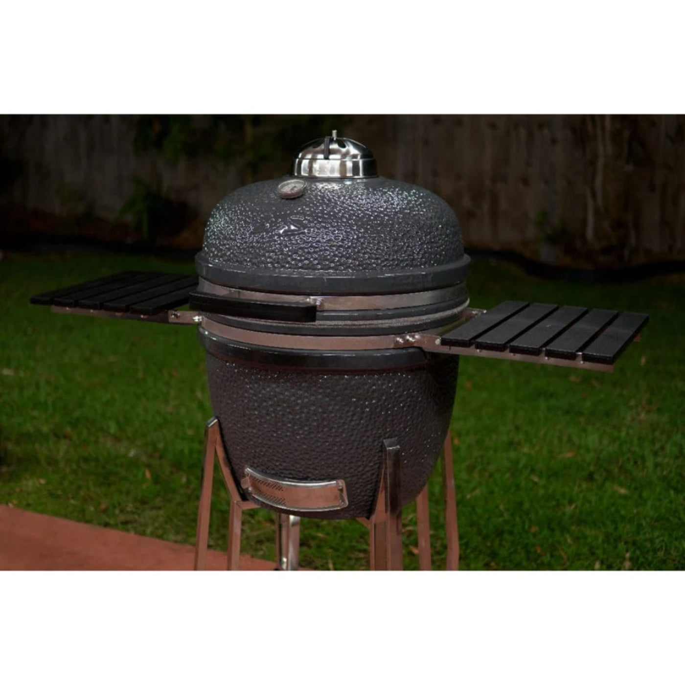 SnS Grills 22" Slow ‘N Sear Deluxe Kamado Ceramic Charcoal Grill w/ Side Shelves - KAM-DEL