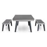 Playcraft Santorini 7’ Outdoor Slate Pool Table w/ Dining Top, Benches, and Ping Pong - PTSANGGB07