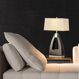 Trina Table Lamp – 30″, Pecan Wood, Brushed Nickel