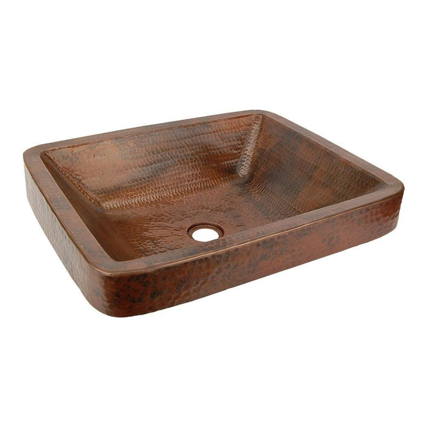 Premier Copper 19 in. Rectangle Skirted Vessel Hammered Copper Sink - VREC19SKDB