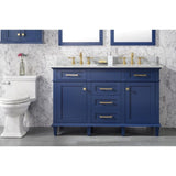 Legion Furniture WLF2160D-B 60 Inch Blue Finish Double Sink Vanity Cabinet with Carrara White Top