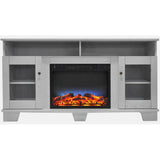 Cambridge Savona 59 In. Electric Fireplace in White with Entertainment Stand and Multi-Color LED Flame Display