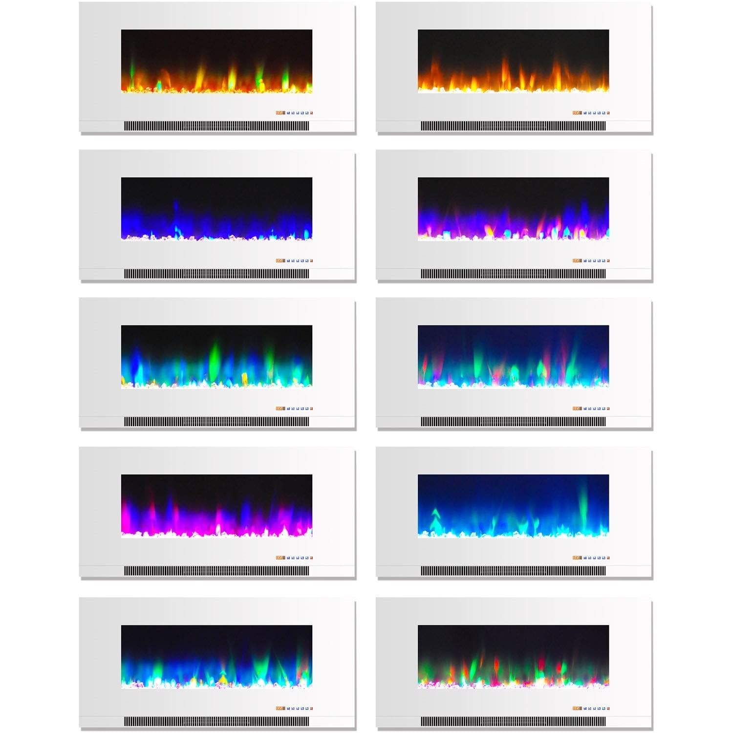Cambridge Somerset 70-In. Black Electric Fireplace TV Stand with Multi-Color LED Flames, Crystal Rock Display, and Remote Control _ CAM6938-1COF