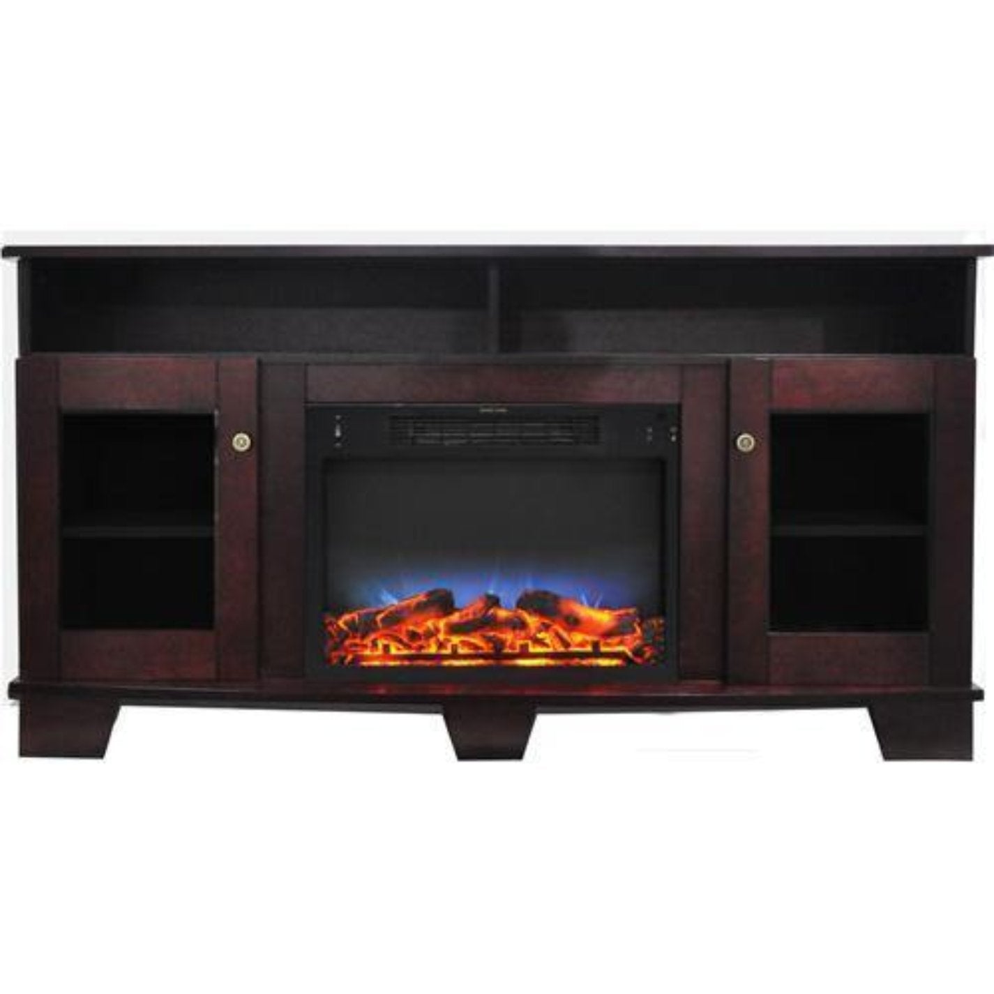 Cambridge Savona 59 In. Electric Fireplace in Cherry with Entertainment Stand and Multi-Color LED Flame Display,