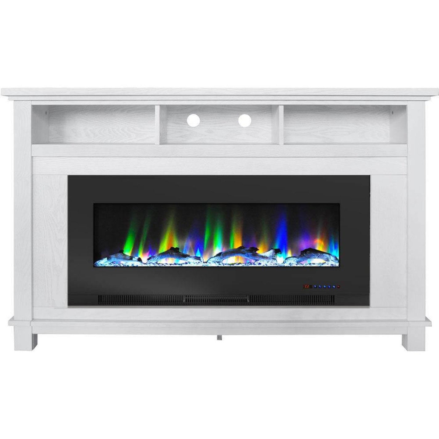 Cambridge San Jose Fireplace Entertainment Stand in Black with 50" Color-Changing Fireplace Insert and Driftwood Log Display _ CAM5735-2BLK