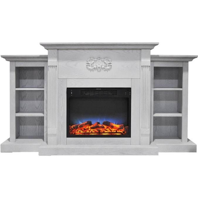 Cambridge Sanoma 72 In. Electric Fireplace in Cherry with Bookshelves and a Multi-Color LED Flame Display _ CAM7233-1CHRLED