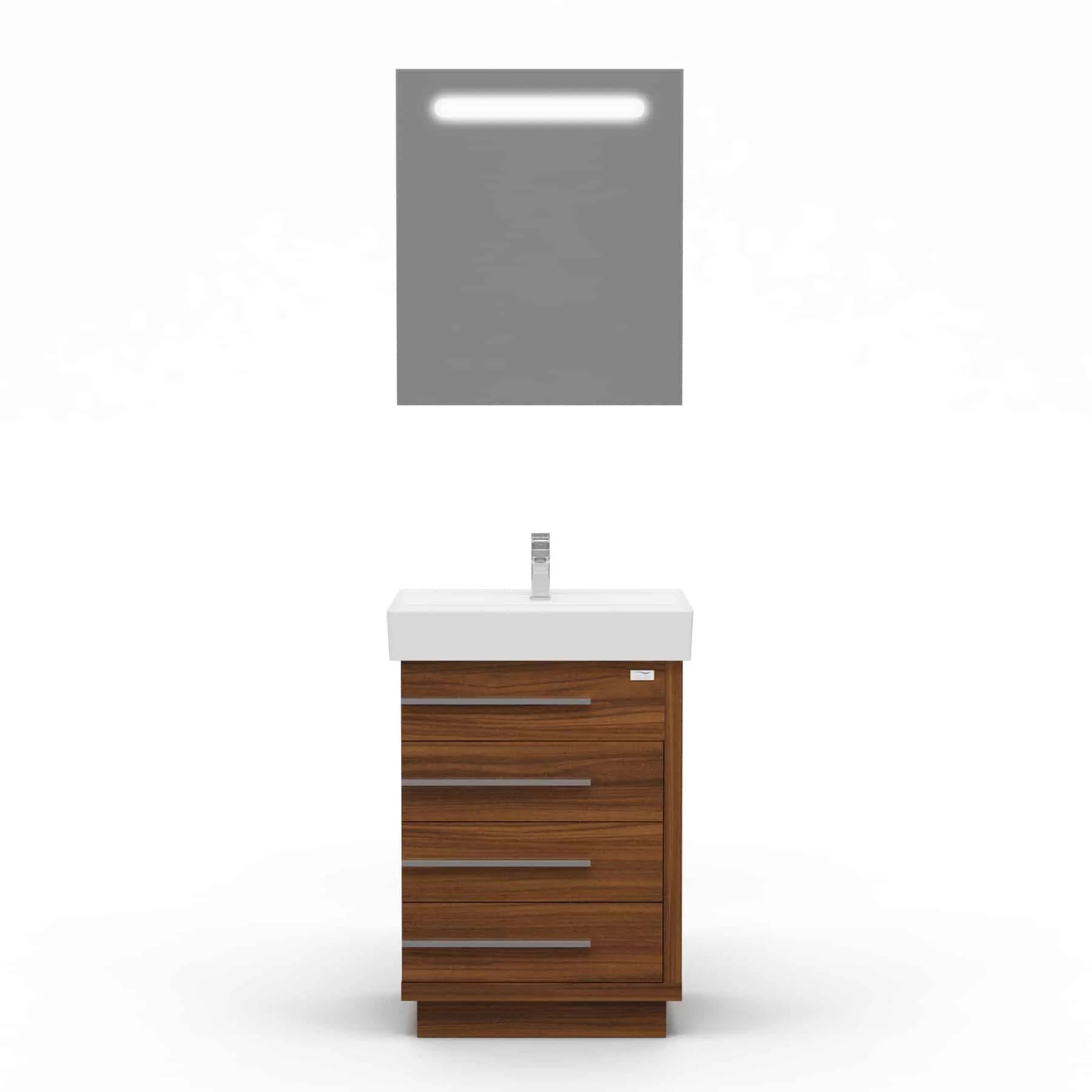 Casa Mare Domenico 24 Matte Walnut Vanity Ceramic Sink Combo - Domenico60MW-24-MSC-S