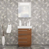 Casa Mare Domenico 24 Matte Walnut Vanity Ceramic Sink Combo - Domenico60MW-24-MSC-S
